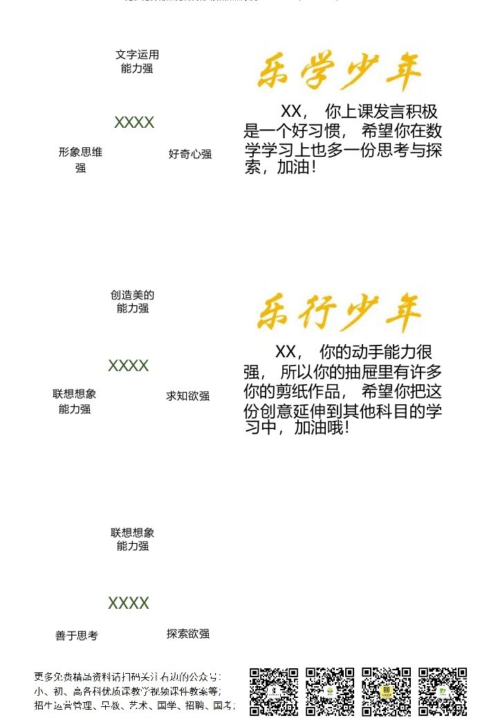 双减下的期末评语-教务资料网