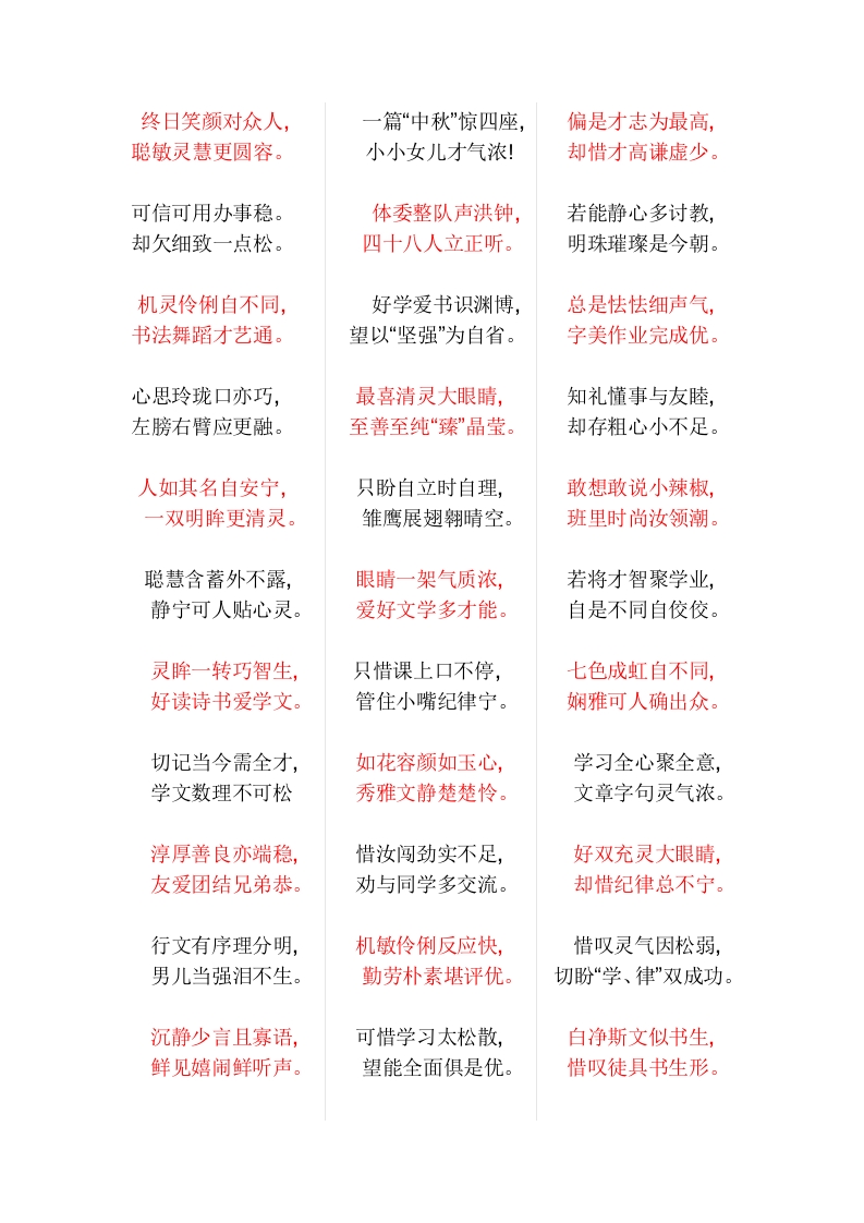05.打油诗体学生评语（100条）-教务资料网