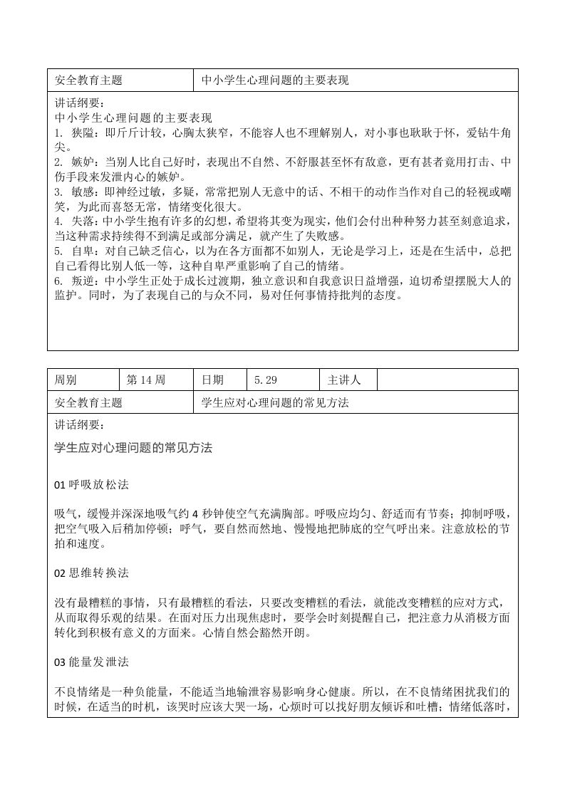 图片[2]-2024年春季第14周“1530”每日安全教育记录表内容资料参考-教务资料网