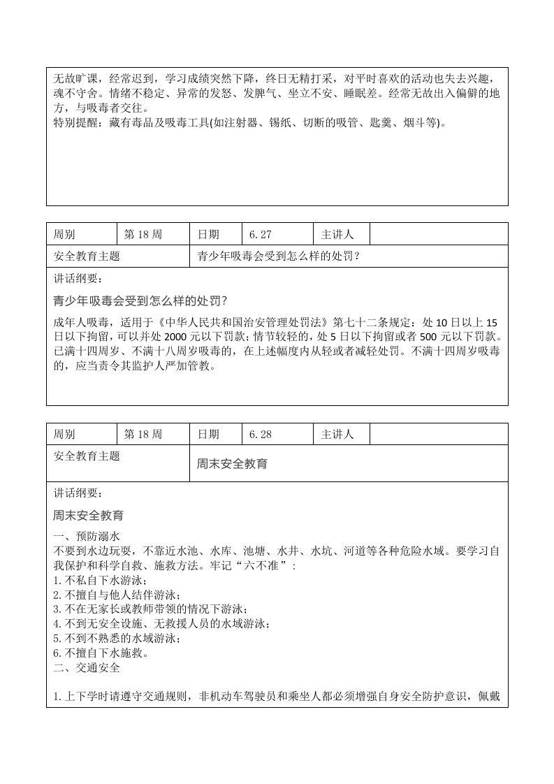 图片[2]-2024年春季第18周“1530”每日安全教育记录表内容资料参考-教务资料网