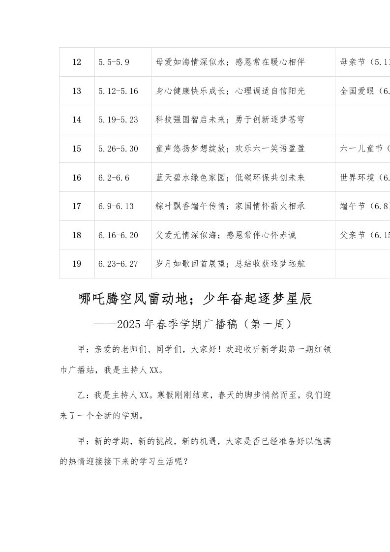 图片[2]-2025年春季中小学广播站安排表(附：1-20周广播稿)-教务资料网