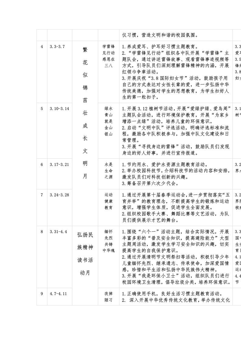 图片[2]-2025春季学期少先队工作安排表-教务资料网