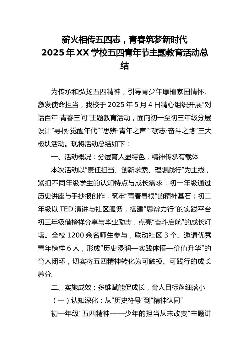 薪火相传五四志——2025年五四青年节活动总结-教务资料网