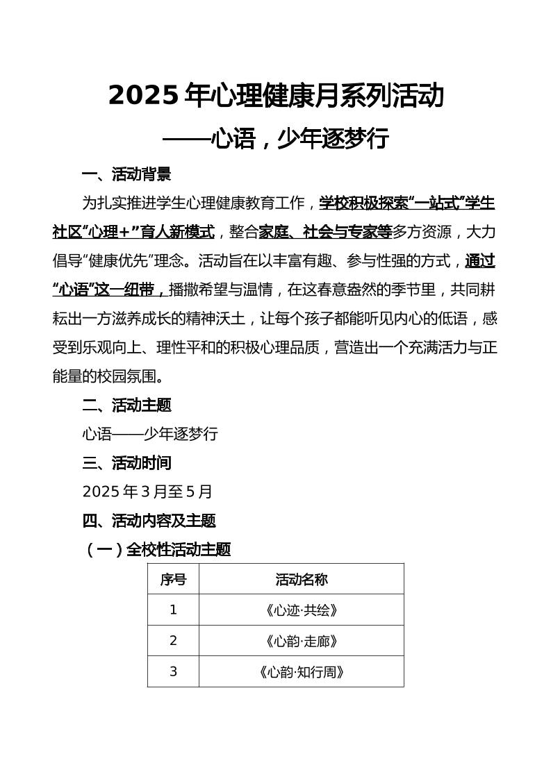 2025年心理健康月系列活动-教务资料网