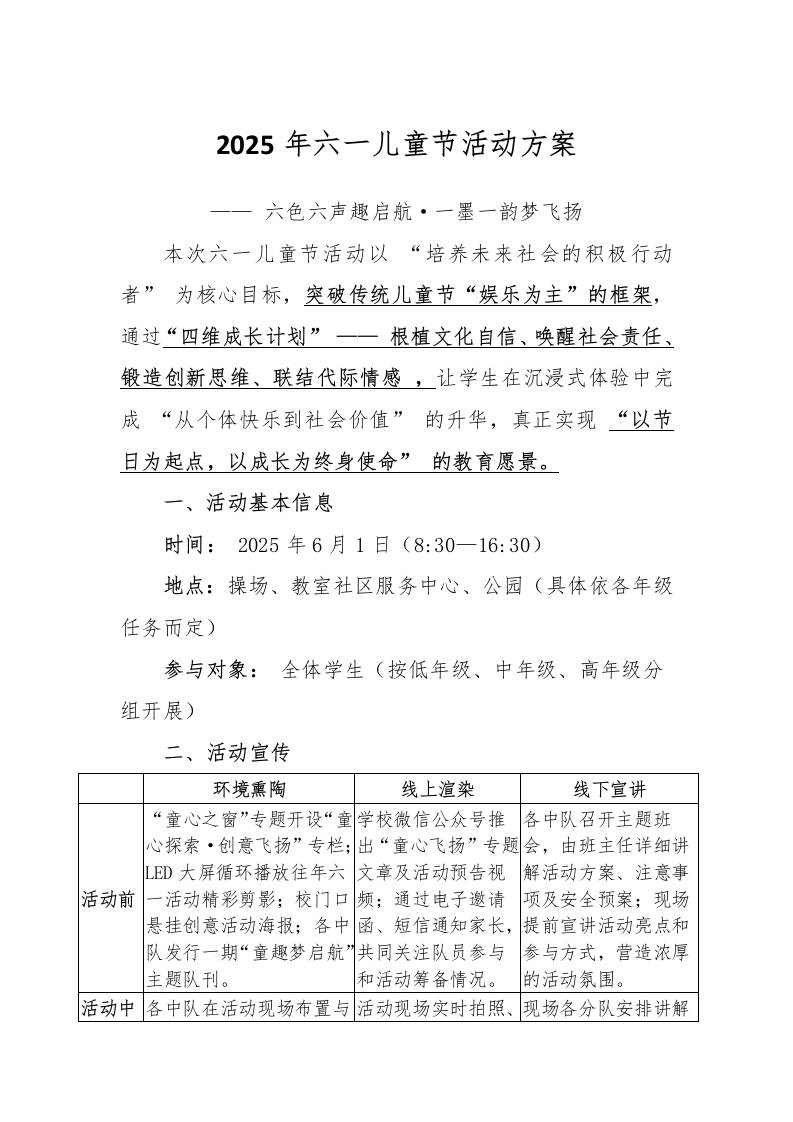 2025年六一儿童节活动方案-教务资料网