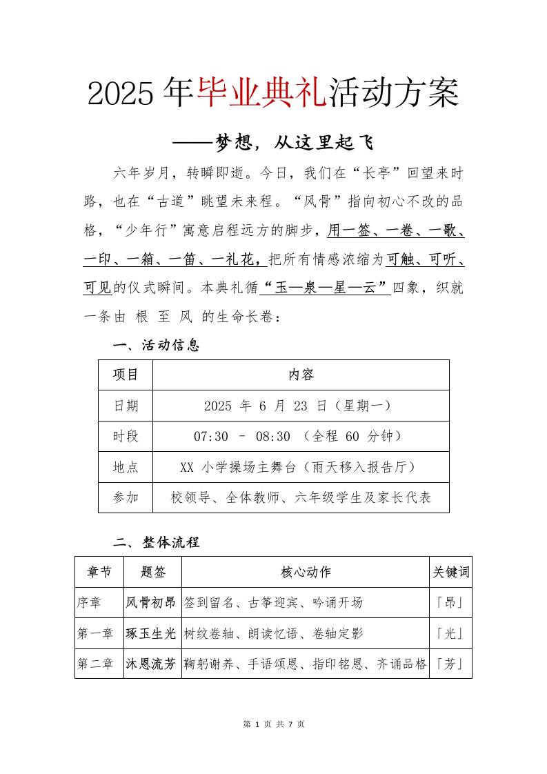2025年毕业典礼活动方案-教务资料网