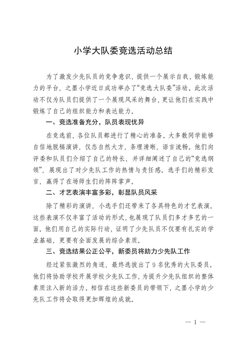 大队委竞选总结-教务资料网