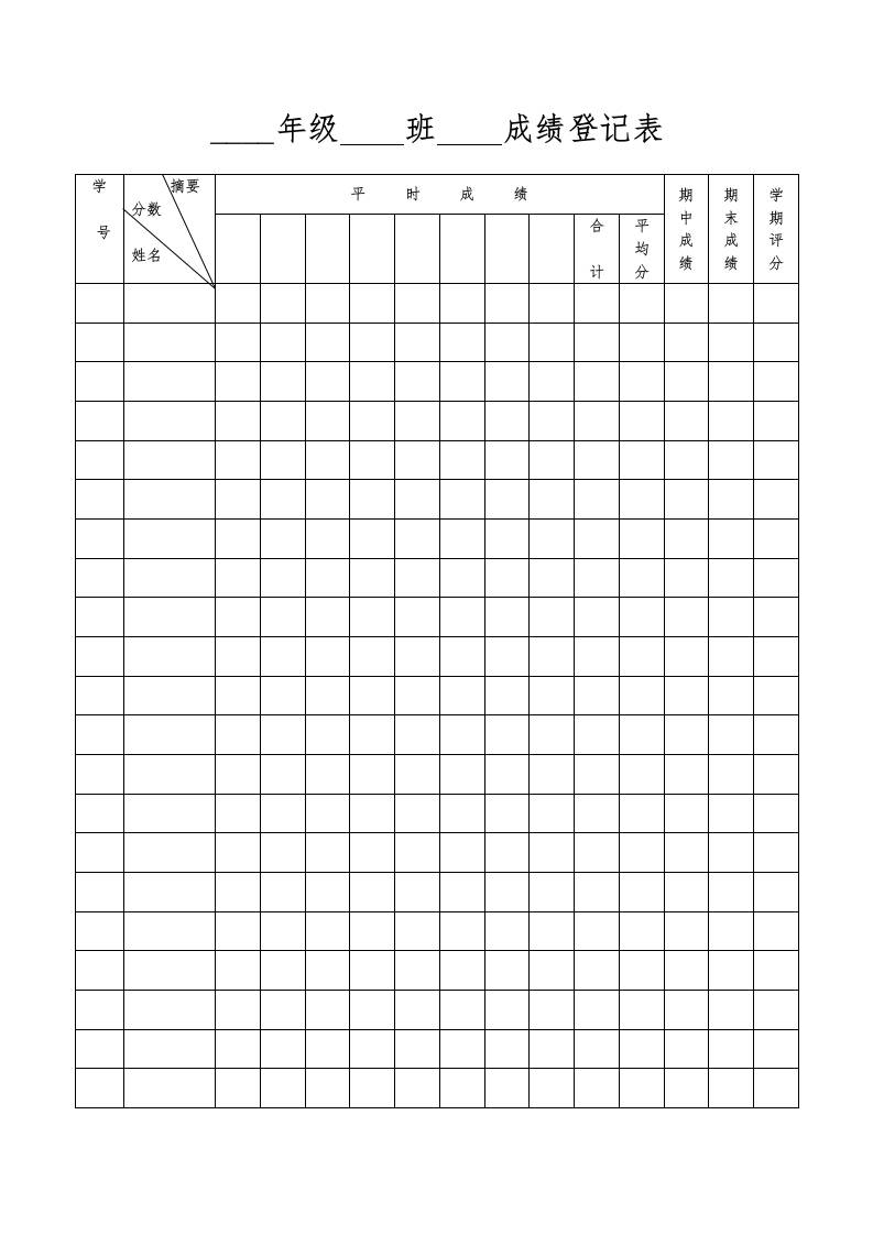 2.成绩登记表-教务资料网
