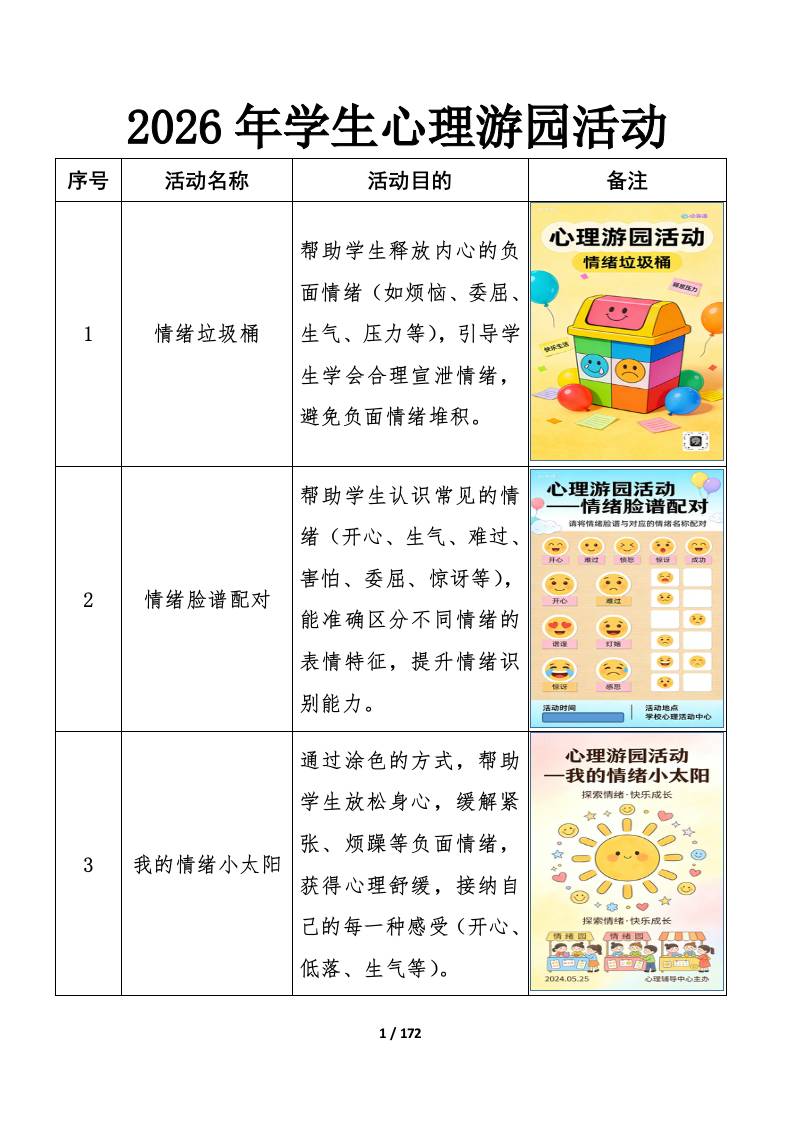 16个学生心理游园活动【操作细则】-教务资料网